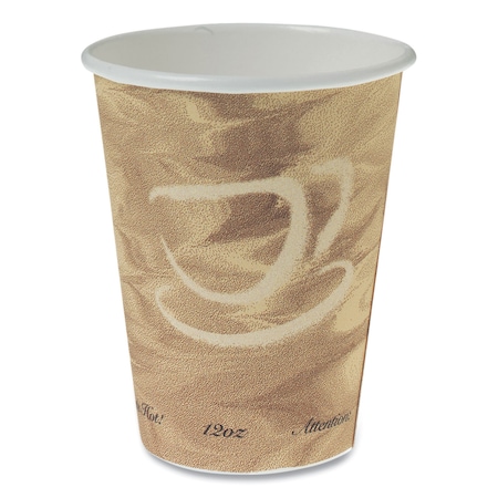 Dart Mistique Polycoated Hot Paper Cup, 12 oz., Printed, Brown, PK1000 412MSN-0029